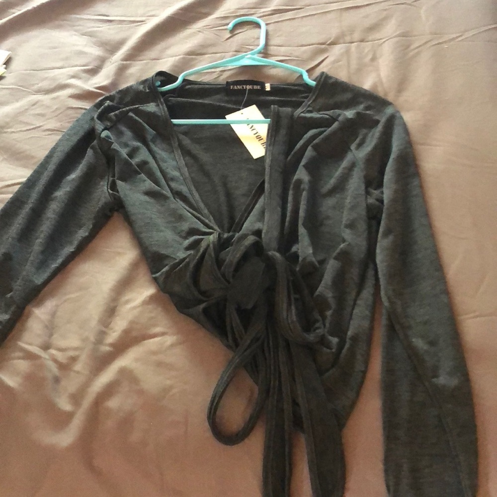 Grey wrap around jacket